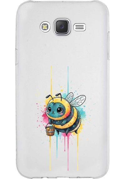 Samsung Galaxy J7 Core İle Uyumlu Splash Arı Tasarımlı Şeffaf Silikon Kılıf Şeffaf