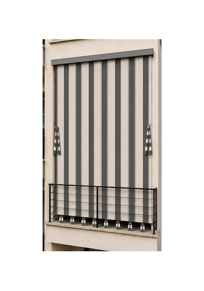 Suya Dayanıklı Kornişli Balkon Perdesi Modern Dış Mekan Fon Perde Antrasit-beyaz Antrasıt Beyaz