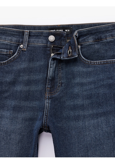 Koton Normal Bel Pamuklu Bermuda Slim Fit Jean Şort İndigo Stone 6sam40331nd İndigo - Taş Rengi