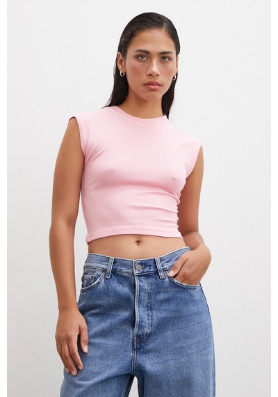 Never More Sıfır Kol T-shirt Pembe