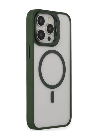 İphone 15 Pro Max Kılıf Roblox Lens Magsafe Standlı Kapak - Koyu Yeşil