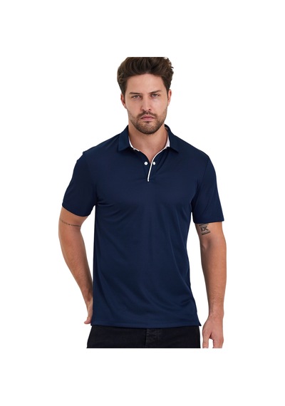 Erkek Kısa Kol Polyester Polo Yaka Fonksiyonel Tişört Dark Navy Lacivert