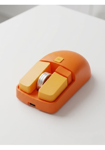 Kablosuz Şarj Edilebilir Mouse - Mekanik Tuş Tasarımlı 1600dpı Optik Fare Sarı -
