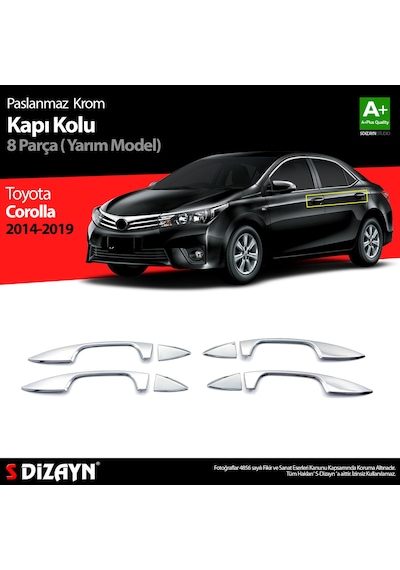 S-Dizayn Toyota Corolla Uyumlu Krom Kapı Kolu Yarım Model 4 Prç. 2013-20