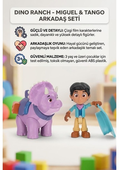 Gioc-hi Lisanslı Dino Ranch Miguel Ve Tango Triceratops Arkadaş Seti Oyuncak Figür Eğitici Oyun Seti Diğer