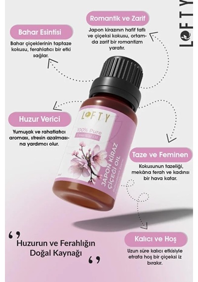 Lofty Japon Kirazı Çiğçeği Saf Uçucu Yağ 10ml -%100 Doğal Esansiyel Yağ Etkileyici Ve Egzotik Oda Kokusu, Buhurdanlık Ve Difüzör Yağı Diğer