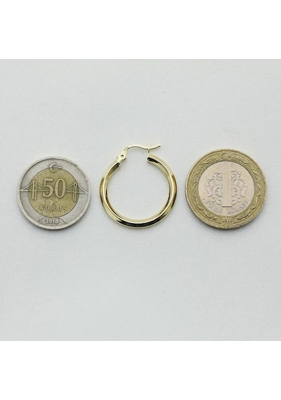 Keskin Altın Halka Küpe Çapı:2.5 Cm Sarı Altın