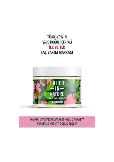 Faith in Nature %99 Doğal Gül & Papatya Normal & Kuruya Dönük Saçlar İçin Onarıcı Saç Bakım Maskesi 300 ML