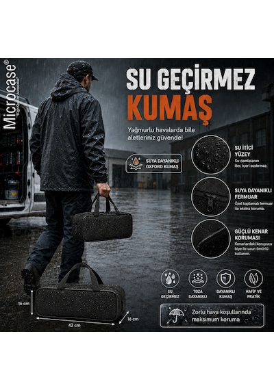 Microcase Su Geçirmez El Tutacaklı Takım Ve Hırdavat Çantası Al5640 Siyah
