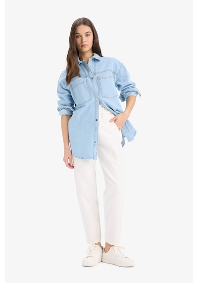 DeFacto Cepli Çıtçıtlı Gömek Jean Ceket E0952AX25SPNM39 Mavi
