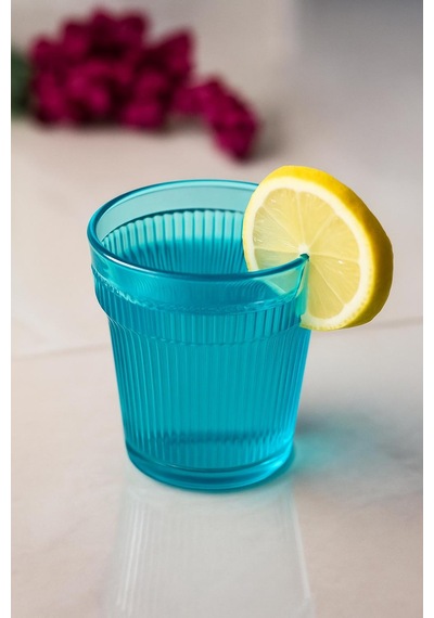 Akrilik Aquamarin Tekli Kısa Bardak & Su Meşrubat Kahve Yanı Bardağı 300 Ml Cam Değildir