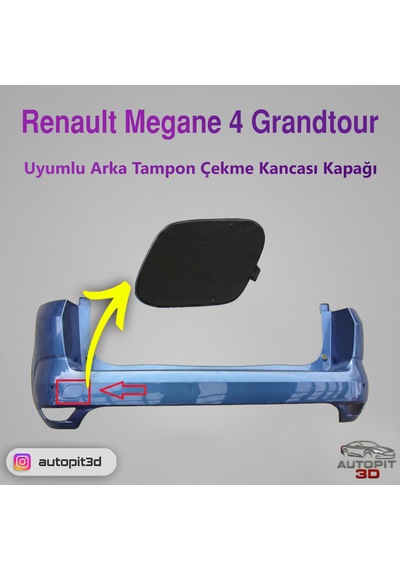 Renault Megane 4 Grandtour Uyumlu Arka Tampon Çekme Kancası Kapağı