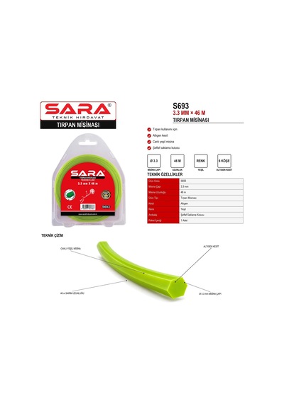 Sara S693 3,3 Mm X 46 M Altıgen Misinası