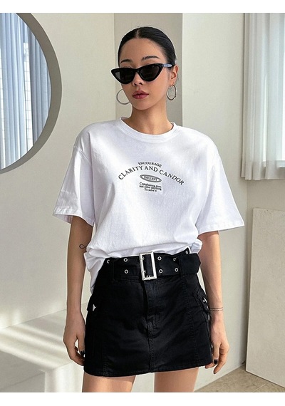 Clarity And Candor Baskılı Unisex Oversize T-shirt Beyaz