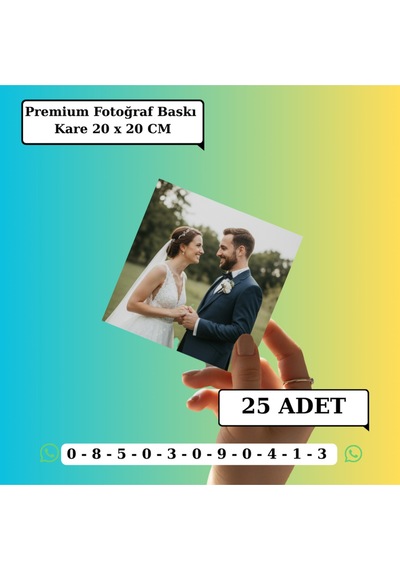 Kişiye Özel Premium Fotoğraf Baskı 25 Adet Kare 20 X 20 Cm