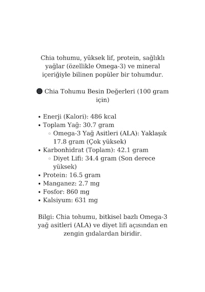 Furkan Telbisoğlu Maraş Yöresi Chia Tohumu Katkısız Yeni Mahsül 100 G Maraş Yöresi