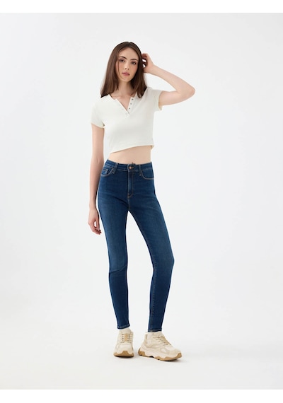 Loft Natalie Skinny Fit Koyu Mavi Kadın Jean Pantolon Lf2037056 Koyu Mavi
