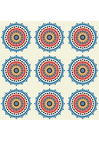Tablosan Mandala Desenleri Doğal Taş Bardak Altlığı 4'lü Set 174139 Çok Renkli