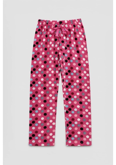 Markapia Kadın Renkli Puantiyeli Polar Pijama Altı PEMBE