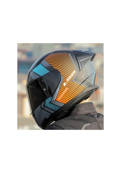 Ls2 Rapid 2 Extra Full Face Motosiklet Kaskı Şeffaf + Siyah Vizörlü Mat Gri - Neon Turuncu