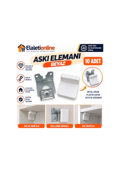 Dolap Askı Elemanı Beyaz 10 Adet Beyaz - 925253701 Beyaz