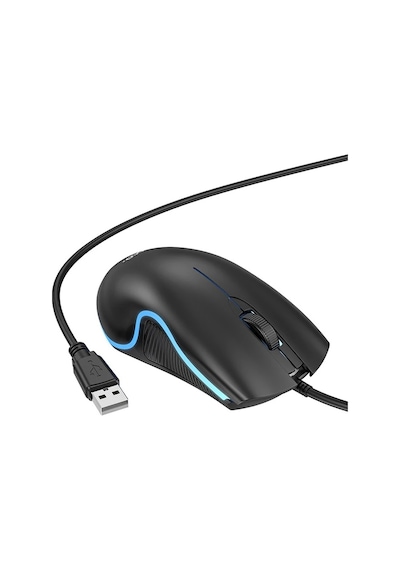 Hoco Gm19 Rgb Led Işıklı Gamer Oyuncu Kablolu Optik Mouse- 5775 Siyah