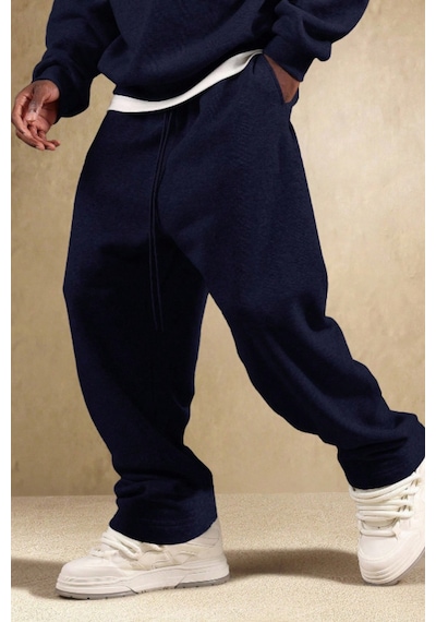 Tarz Cool Lacivert Oversize Rahat Kesim Baggy Erkek Eşofman Altı Lacivert