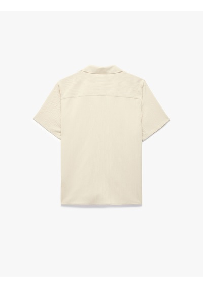 Koton Regular Fit Kısa Kollu Dokulu Apaş Yaka Gömlek Gri 6sam60009hw