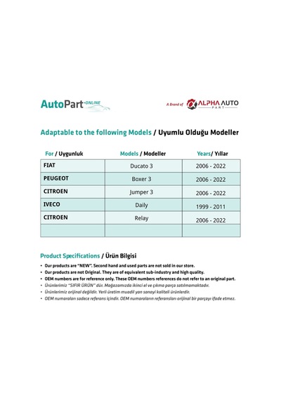 Citroen Relay İçin Çamurluk Sinyal Lambası