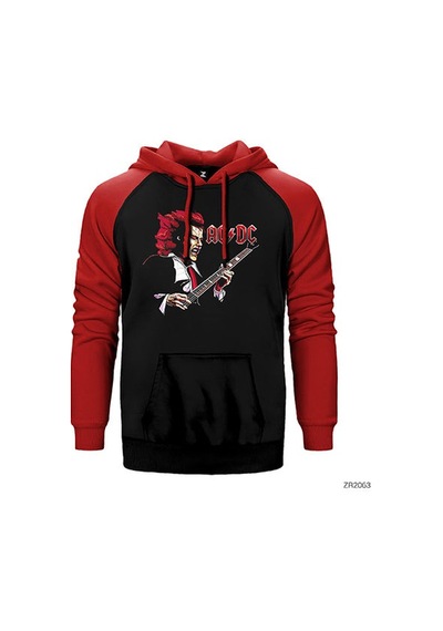 Ac Dc Angus Young Kırmızı Renk Reglan Kol Sweatshirt / Hoodie