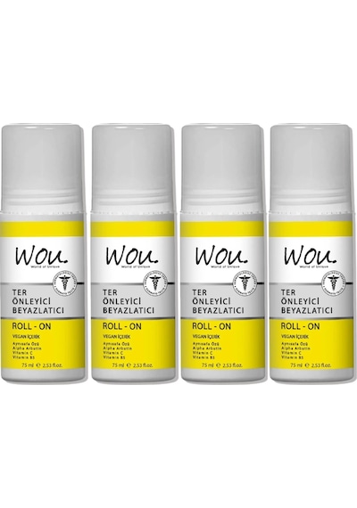 Wou World Of Unique Roll-on Unisex75ml Terönleyci Beyazlatıcı 4lü