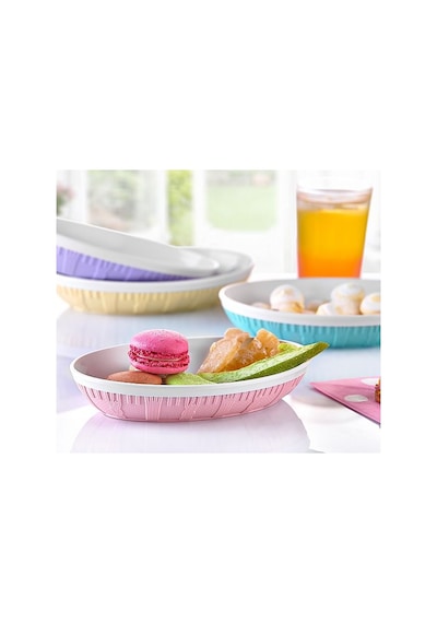 Motifli Oval Kayık Tabak Salatalık Çerezlik Taba 16.7x23.3x4.2 Cm N11.193