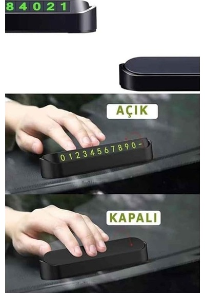 Araç Parktel Numaratör Oto Telefon Park Numaratörü Ön Cam Torpido Siyah