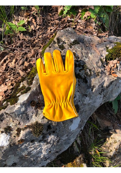 Hakiki Deri Kamp Eldiveni Bahçe Çiftlik Atölye Outdoor Eldiveni Sarı