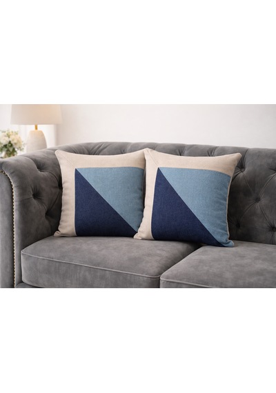 Faralya Life Parçalı 2 Li Kırlent Kılıfı 45x45 Cm Dekoratif Koltuk Yastık Kılıfı Modern Salon Dekoru Açik Mavi
