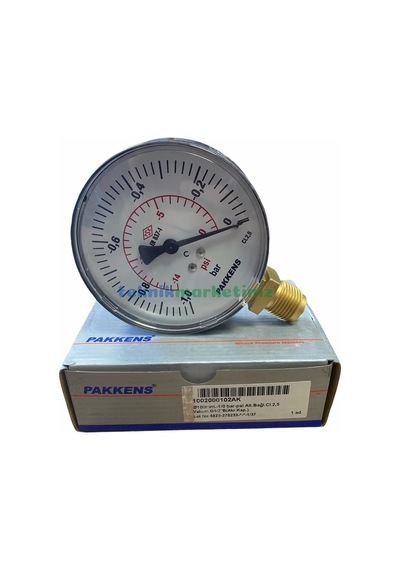 100MM -1/0 Bar ALT Çıkışlı G1/2" VakuMMetre. Vakum Ölçer Pakkens