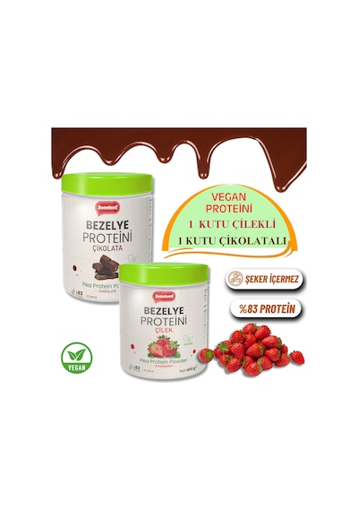 Sweetwell Çikolatalı + Çilekli Vegan Bezelye Proteini 800 Gr