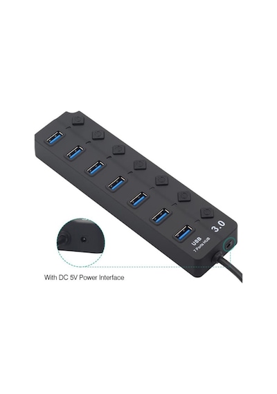 7 Port Usb 3.0 Çoklayıcı Hub 30cm Kablo 5gbps On Of Tuşlu Işıklı 7ports Usbhub