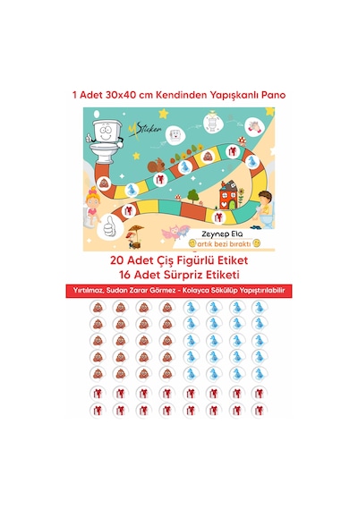 Eğlenceli ve Eğitici Tuvalet Eğitimi Sticker Panosu 29x42cm