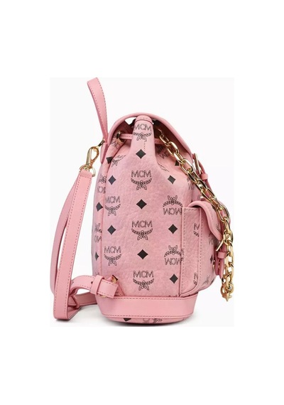Mcm Mini Aren Pudra Pembe Visetos Altın Zincir Detaylı Lüks Sırt Çantası 171bat