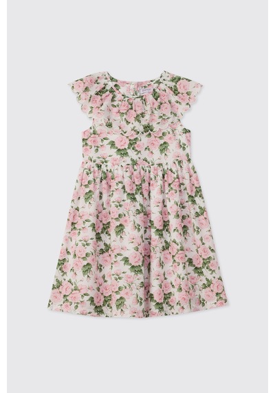 Panço Liberty Kumaş Kız Bebek Gül Desenli Elbise 5611gb26002 Pembe