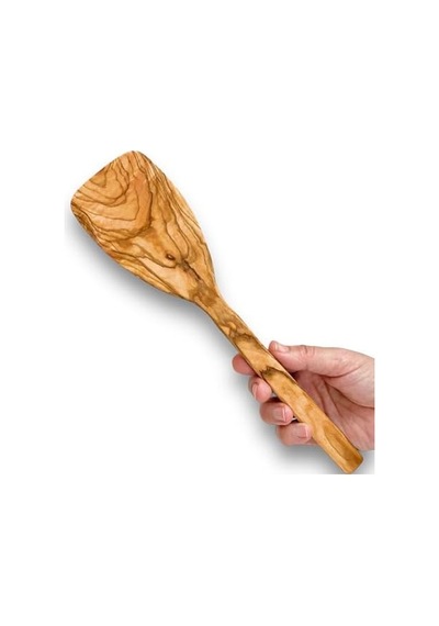 Zeytin Ağacı El Yapımı 12 İnç Spatula. Kızartma, Çevirme Ve Karıştırma İçin Doğal, Kavisli Spatula. Biftek Ve Pizza İçin Mükemmel Seçim 0