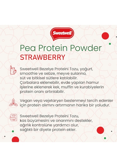 Sweetwell Çikolatalı + Çilekli Vegan Bezelye Proteini 800 Gr