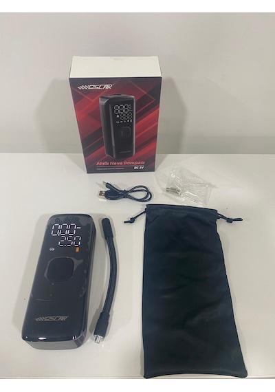 Çok Fonksiyonlu Dijital Akıllı Hava Pompası Araba Kompresörü Şarjlı Kablosuz Işıklı 4000mah