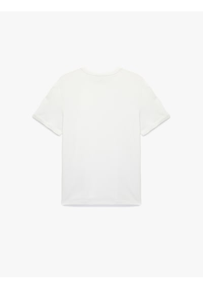 Koton Kısa Kollu Bisiklet Yaka Pamuklu Slim Fit Tişört Beyaz 6sam10027mk Beyaz