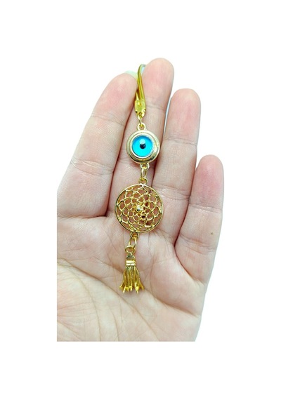 Nazar Boncuklu Lotus Çiçeği Araba Dikiz Ayna Süsü/ Püsküllü Yeni