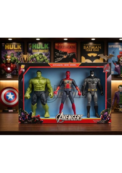 Efsanevi Kahramanlar Seti - Hulk, Örümcek Adam Ve Batman 30 Cm Dev Boy Avengers Karakterleri