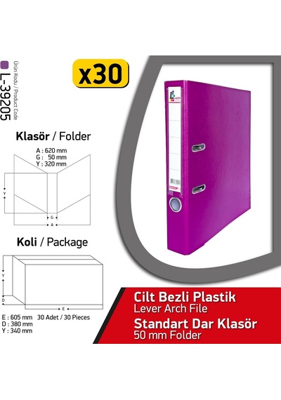 Laçin Klasör Mor Dar 30 Adet 1 Koli