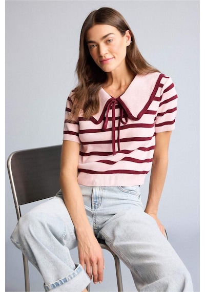 Defacto Crop Top Büyük Yaka Kazak H6636ax26sppn450 Pembe-pn450