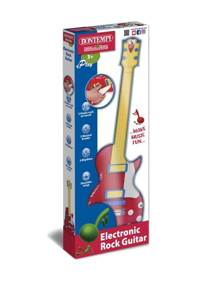 Elektronik Tuşlu Ve Telli Askılı Kırmızı Gitar